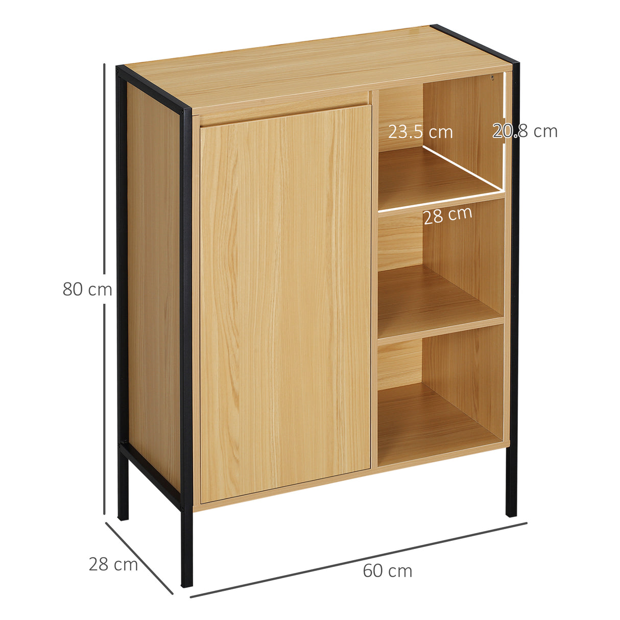 easycomfort easycomfort mobiletto da bagno con 3 ripiani aperti e armadietto chiuso in truciolato e acciaio 60x28x80 cm