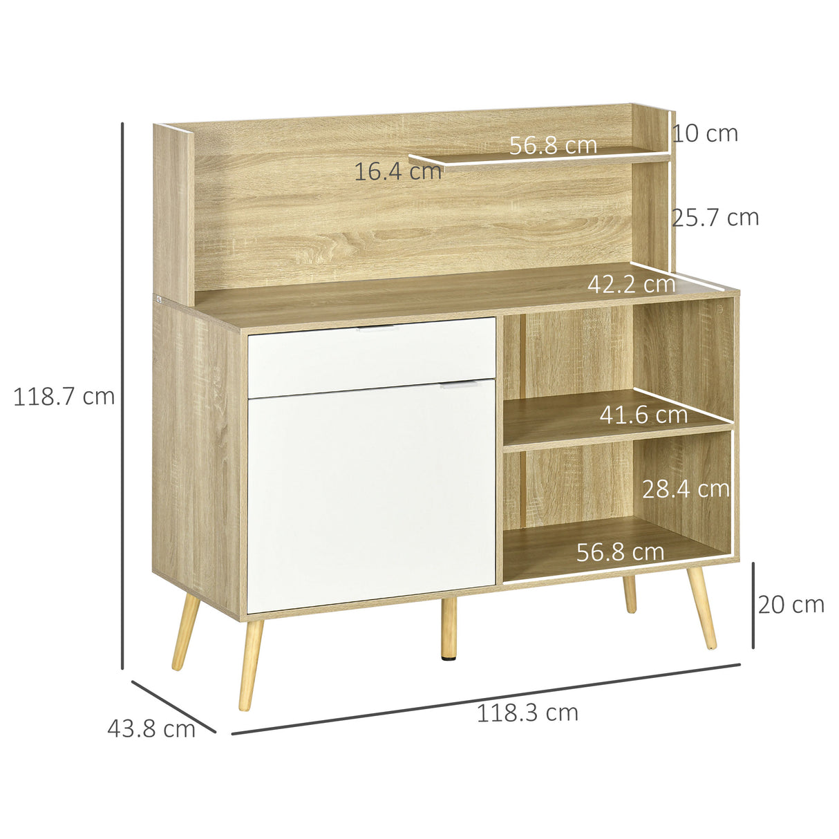 easycomfort easycomfort mobiletto da salotto in truciolato e legno di pino con spazio chiuso 2 ripiani aperti e cassetto 118 3x43 8x118 7 cm