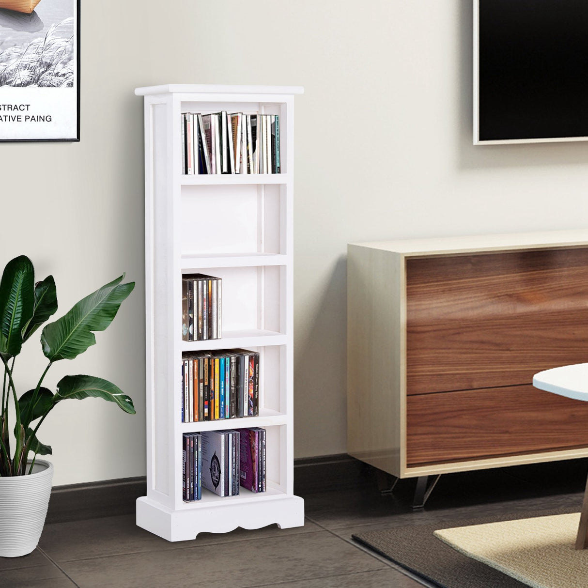 easycomfort easycomfort mobiletto libreria 5 ripiani in legno bianco 30x17x90cm ean 8054144133041