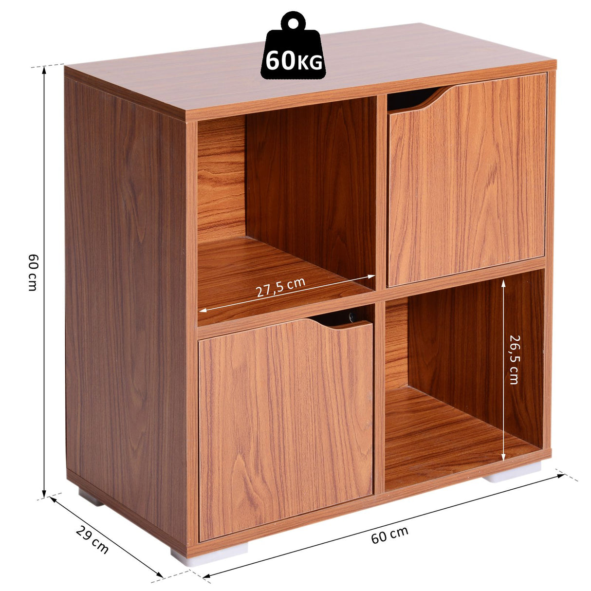 easycomfort easycomfort mobiletto libreria a 4 scomparti in pannelli particelle 60 x 29 x 60cm ean 8054111842235