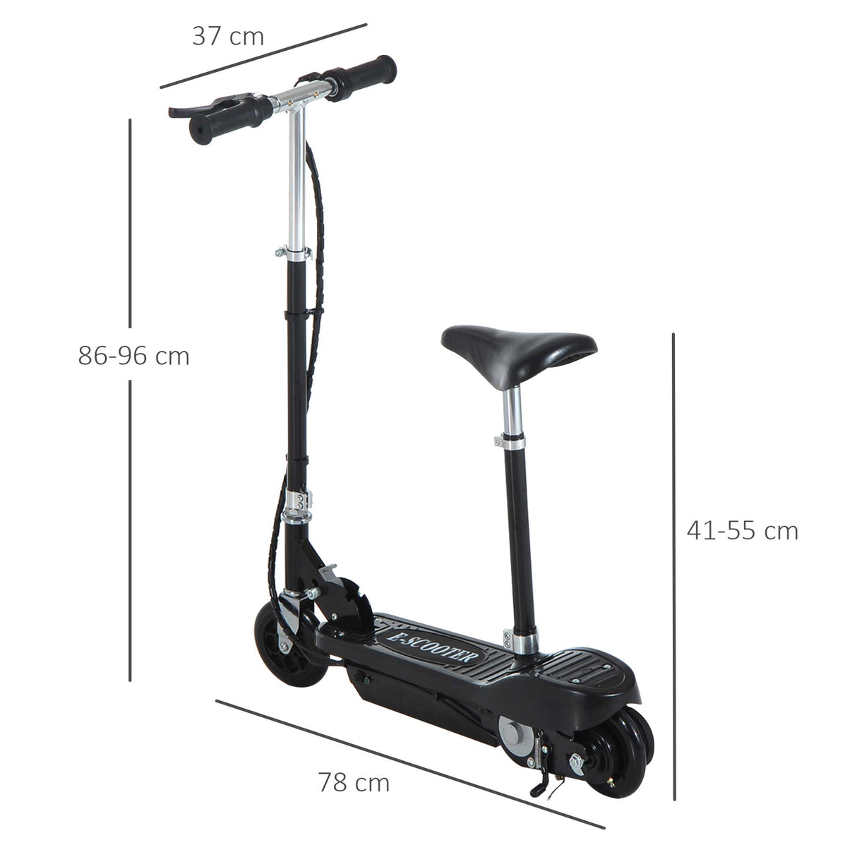 easycomfort easycomfort monopattino elettrico pieghevole per bambini con seggiolino altezza regolabile in metallo e pe nero 78x37x99cm