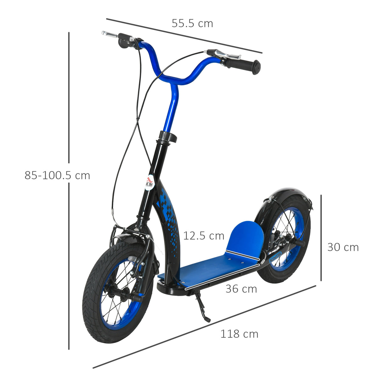easycomfort easycomfort monopattino per bambini 5 anni altezza regolabile e doppio freno 118x55 5x85 100 5cm blu