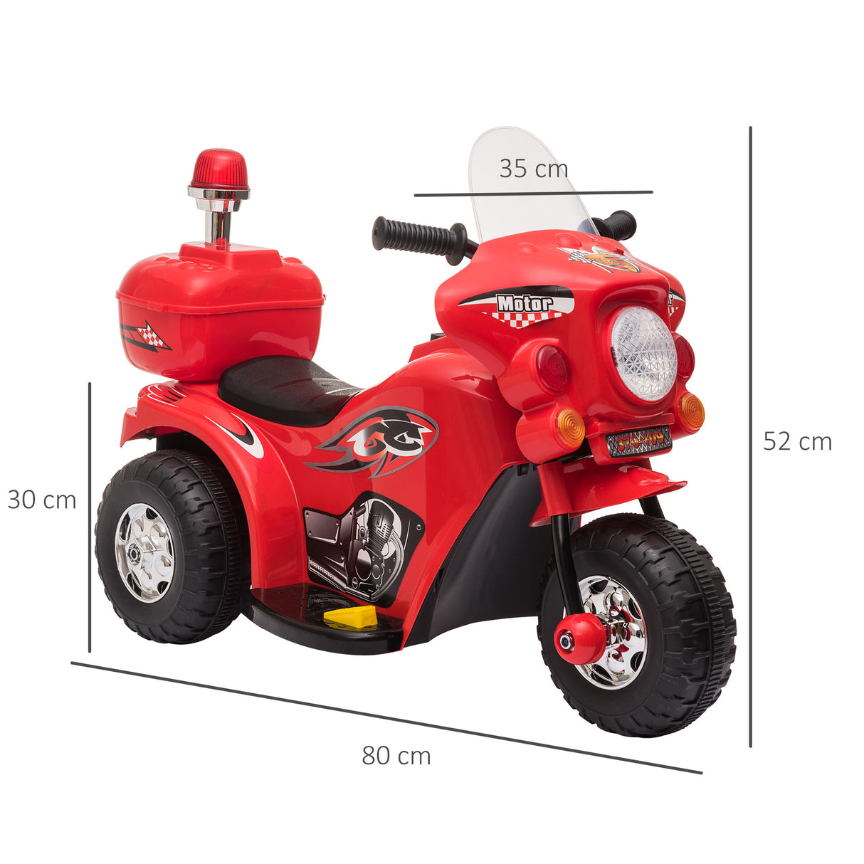 easycomfort easycomfort moto elettrica 6v per bambini 18 36 mesi con 3 grandi ruote luci e suoni realistici rosso 80x35x52cm