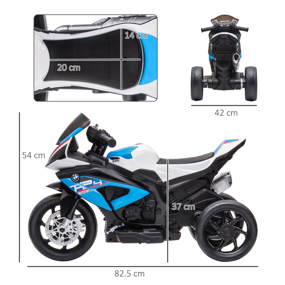 easycomfort easycomfort moto per bambini 18 60 mesi modello bmw hp4 con fari musica e pedali in pp e metallo 82 5x42x54 cm blu