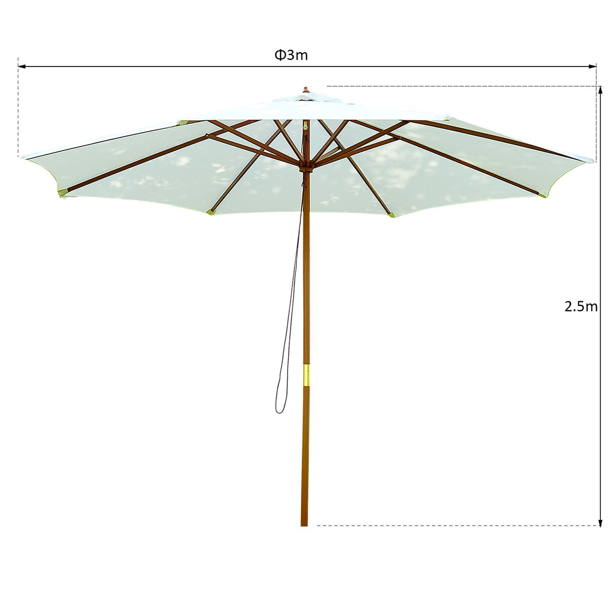 easycomfort easycomfort ombrellone da giardino diametro 3m in legno bianco ean 8054111842808