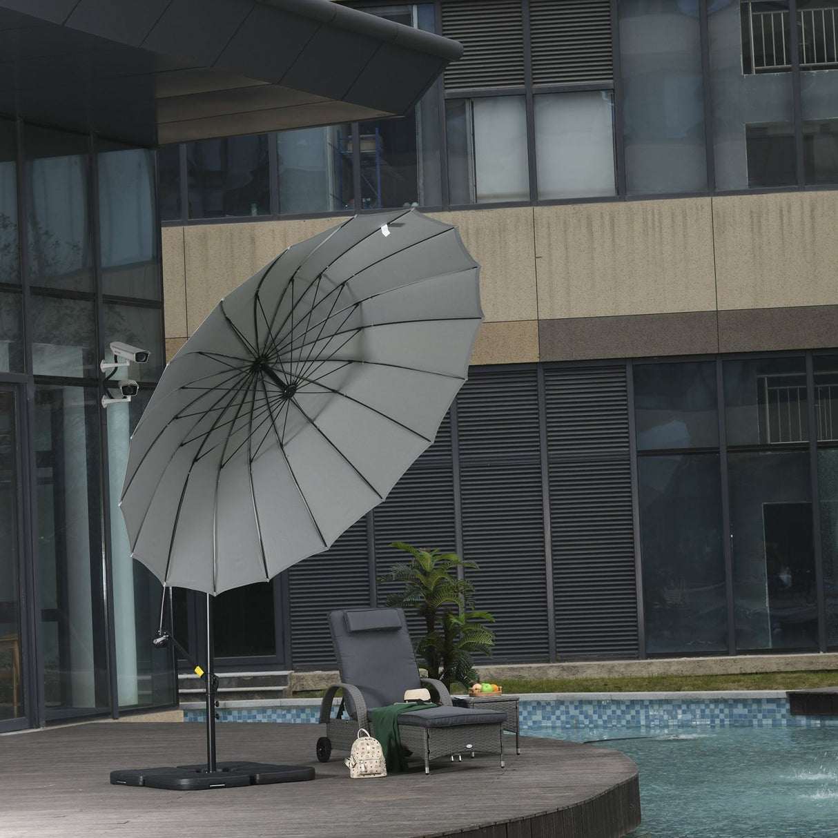 easycomfort easycomfort ombrellone decentrato da giardino 296cm ombrellone a braccio per esterni grigio con base a croce ean 8055776910888