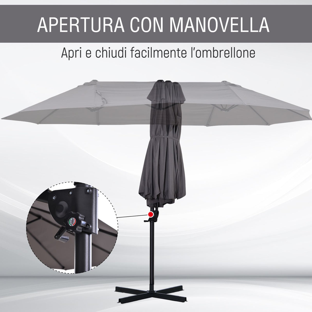 easycomfort easycomfort ombrellone doppio in poliestere anti uv impermeabile grigio 270x460x250cm ean 8055776912141