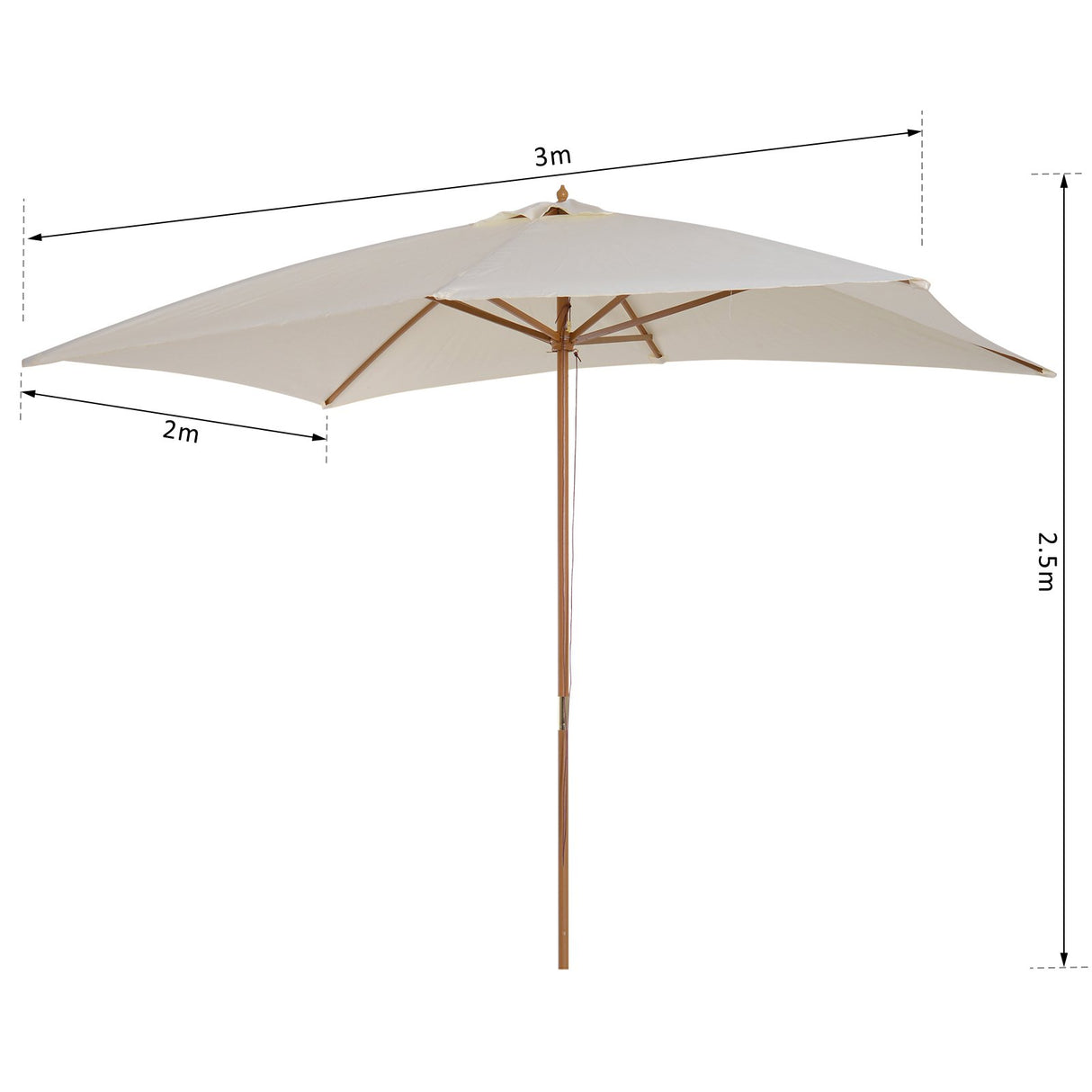 easycomfort easycomfort ombrellone in legno e poliestere rettangolare crema 2 x 2 95 x 2 55m ean 8054111844765