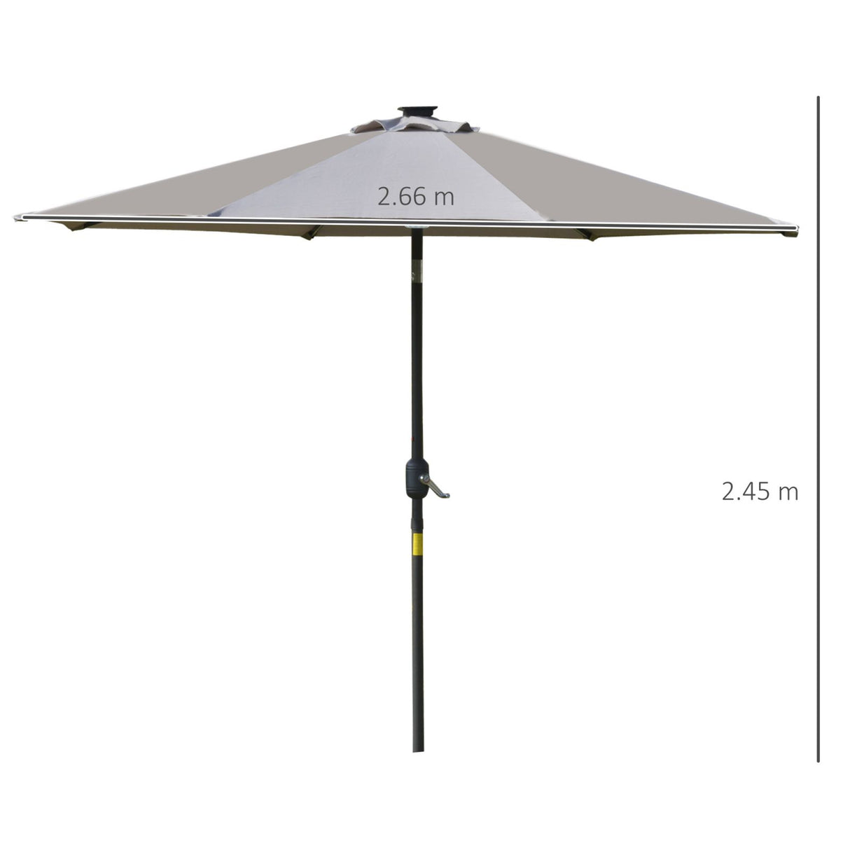 easycomfort easycomfort ombrellone inclinabile con apertura a manovella e luci led a pannello solare grigio 266x245cm