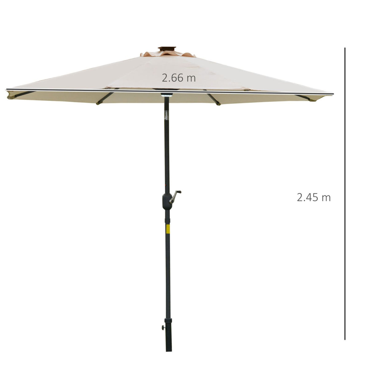 easycomfort easycomfort ombrellone inclinabile con apertura a manovella luci led e pannello solare crema bianco 266x245cm