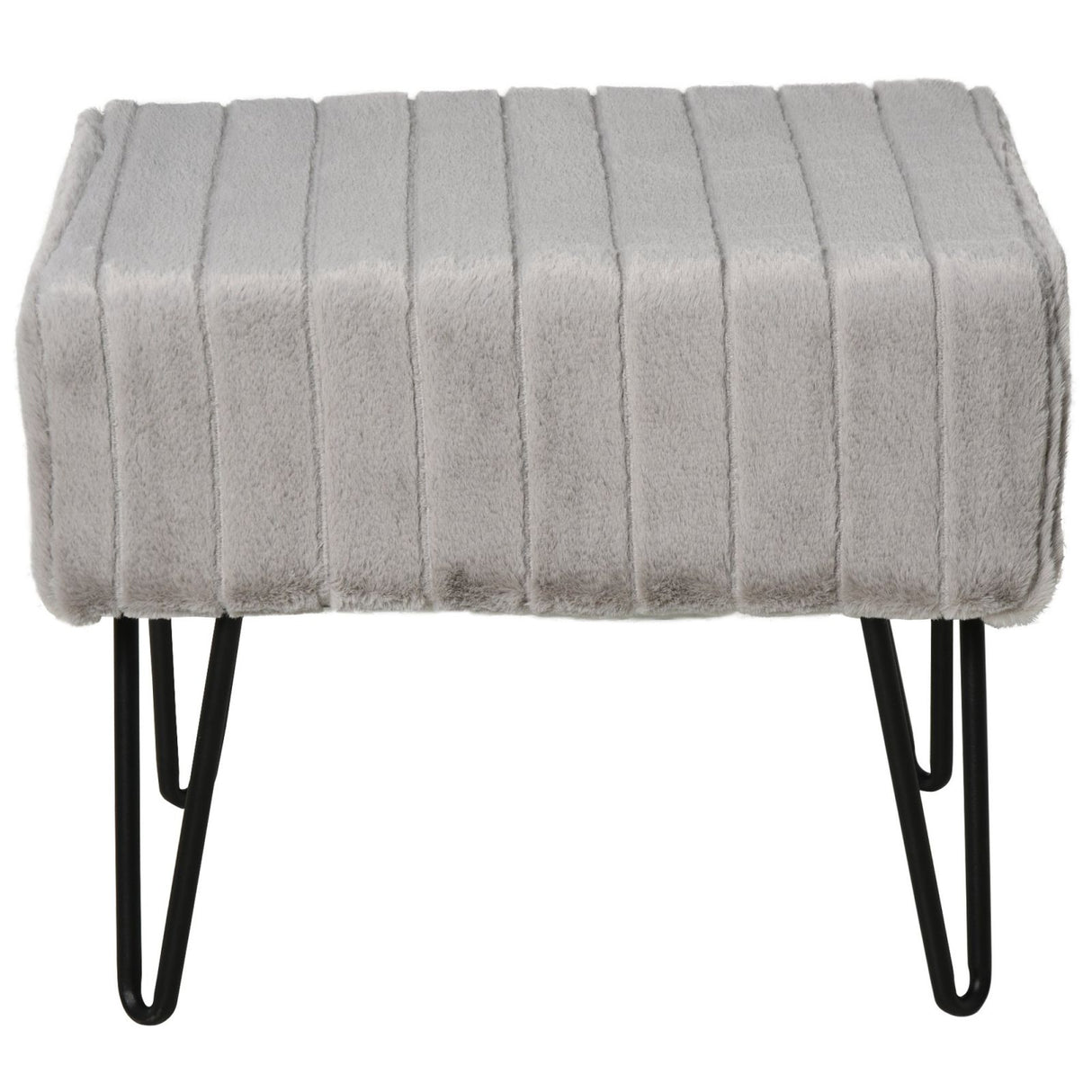 easycomfort easycomfort panca per ingresso pouf in metallo nero e peluche grigio chiaro 50 x 35 x 43 5cm ean 8054111843980