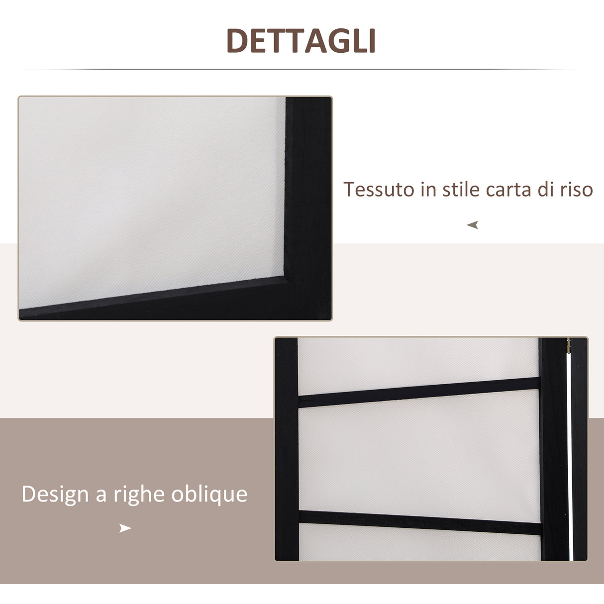 easycomfort easycomfort paravento separe a 3 pannelli pieghevole in legno 120x170cm nero e bianco
