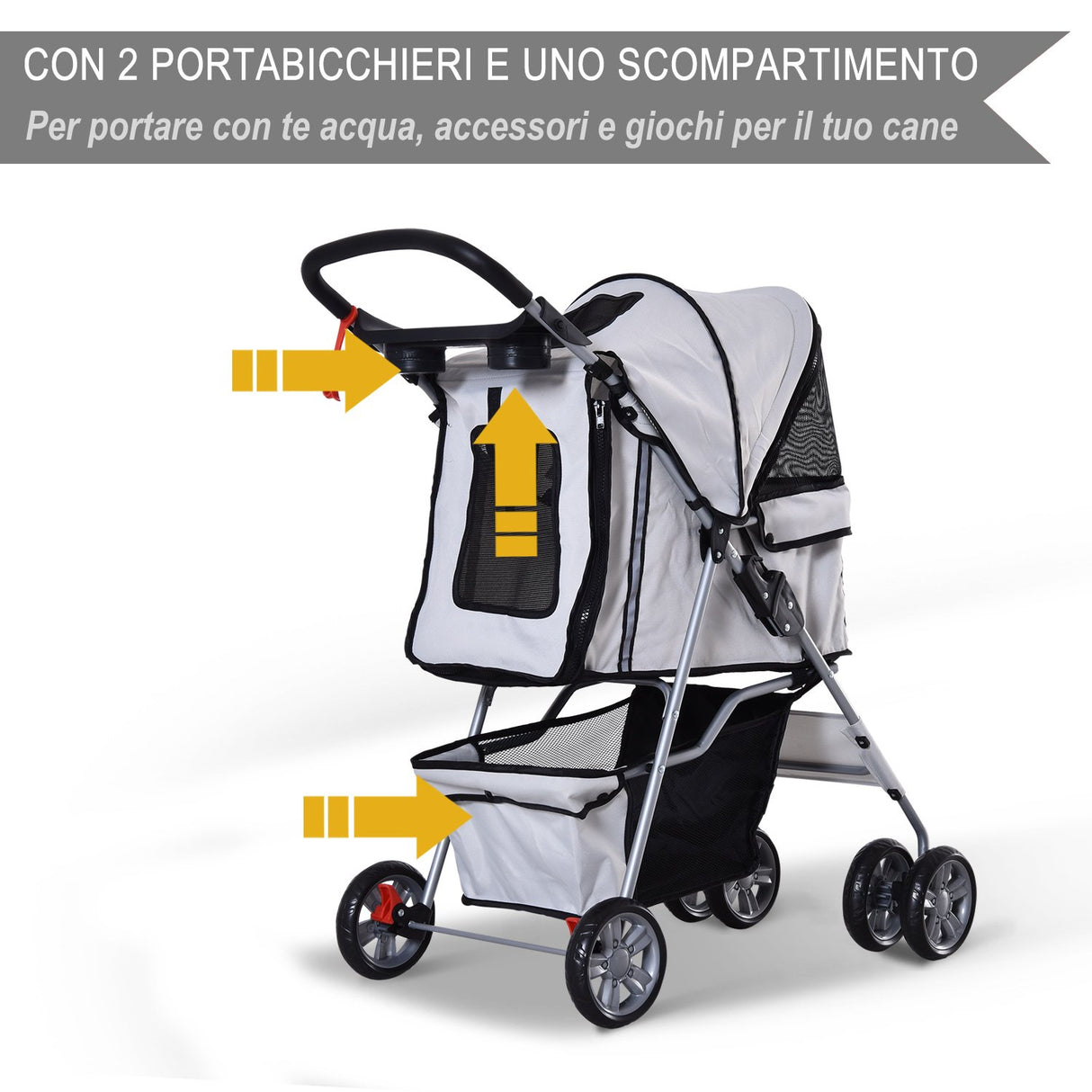 easycomfort easycomfort passeggino per animali domestici pieghevole carrello per cani grigio 75 x 45 x 97cm ean 8054111848657