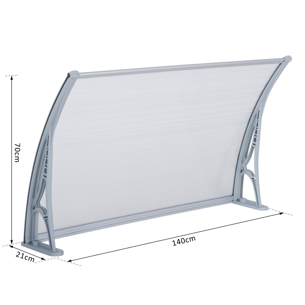 easycomfort easycomfort pensilina tettoia in pvc alveolare resistente e alluminio 140x70x21cm ean 8054144137711