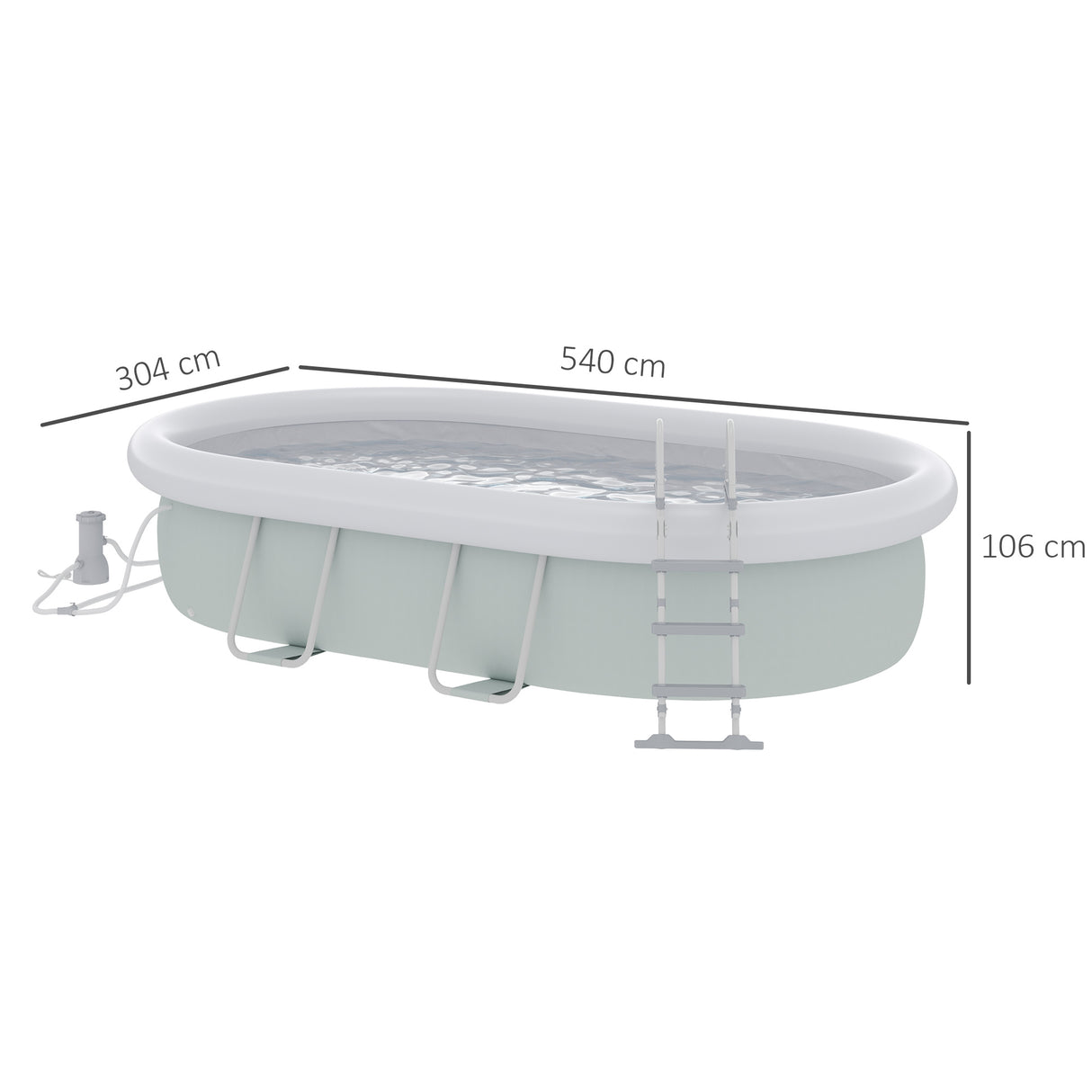 easycomfort easycomfort piscina fuori terra con telaio in acciaio filtro e scaletta per 8 persone 540x304x106cm grigio