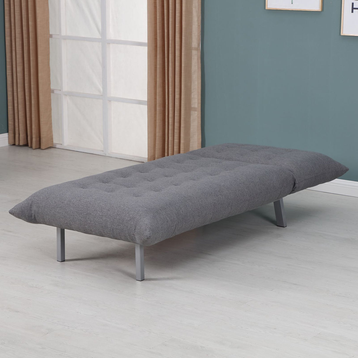 easycomfort easycomfort poltrona chaise longue letto 2 in 1 in tessuto di lino grigio 80x153x84cm ean 8055776910741