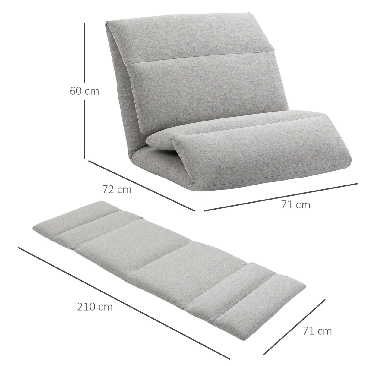 easycomfort easycomfort poltrona da terra con schienale reclinabile in tessuto 71x72x60cm grigio chiaro