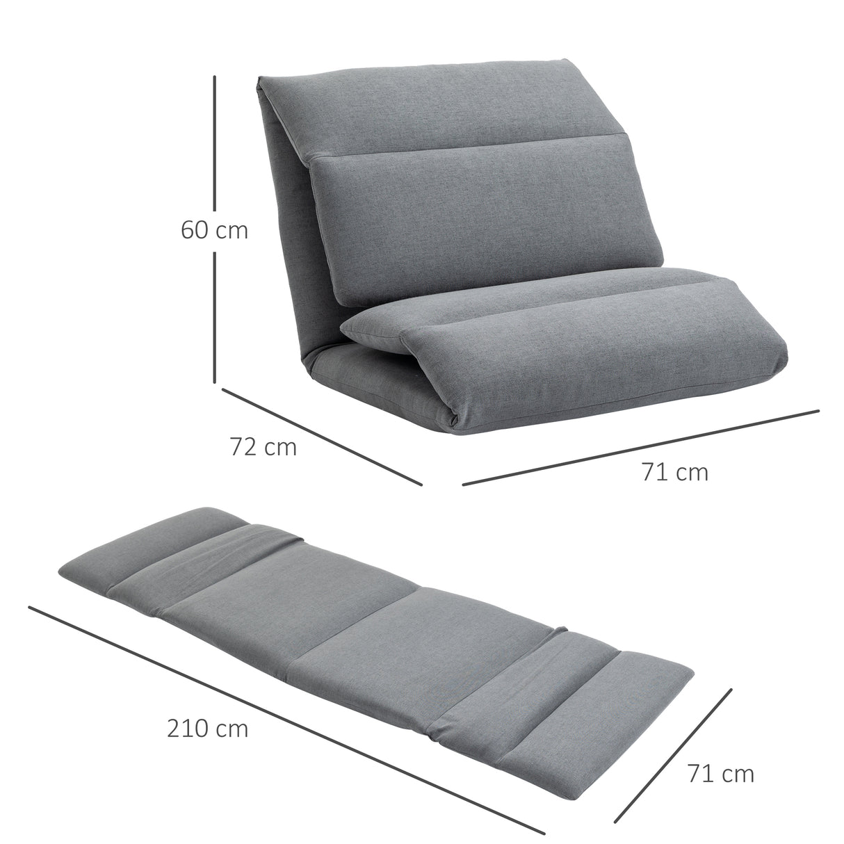 easycomfort easycomfort poltrona da terra con schienale reclinabile in tessuto 71x72x60cm grigio scuro