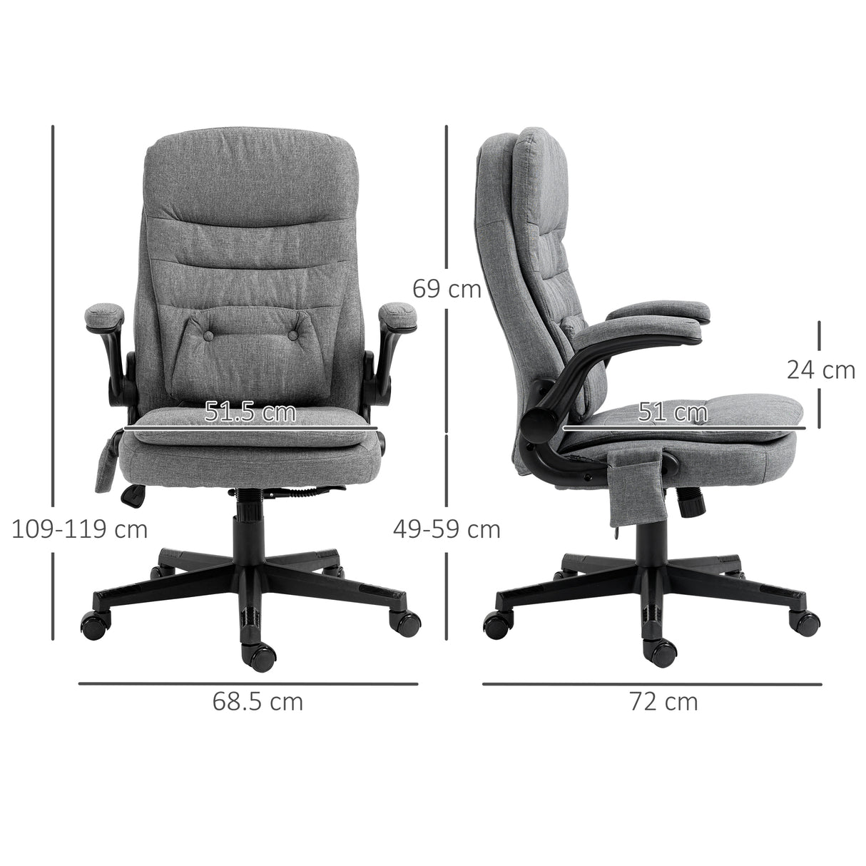 easycomfort easycomfort poltrona da ufficio massaggiante ad altezza regolabile 68 5x72x109 119cm grigia