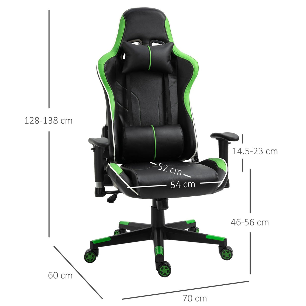 easycomfort easycomfort poltrona gaming con altezza e schienale regolabile sedia da ufficio nera e verde ean 8055776913735