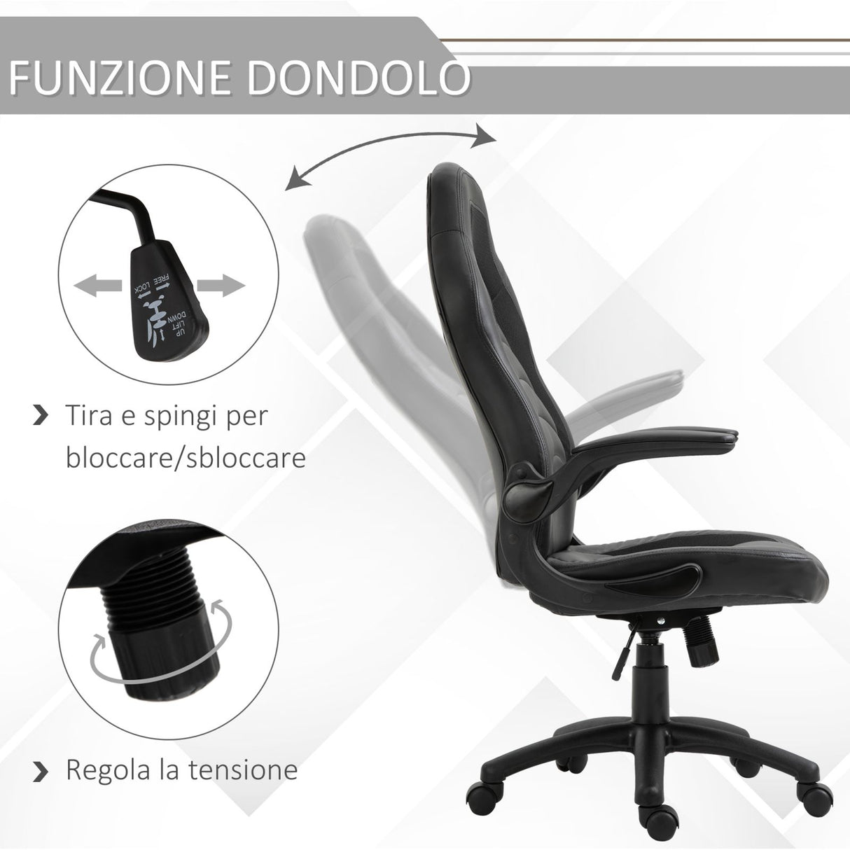 easycomfort easycomfort poltrona gaming o da ufficio in similpelle nera con braccioli pieghevoli schienale e altezza regolabile ean 8054144133591