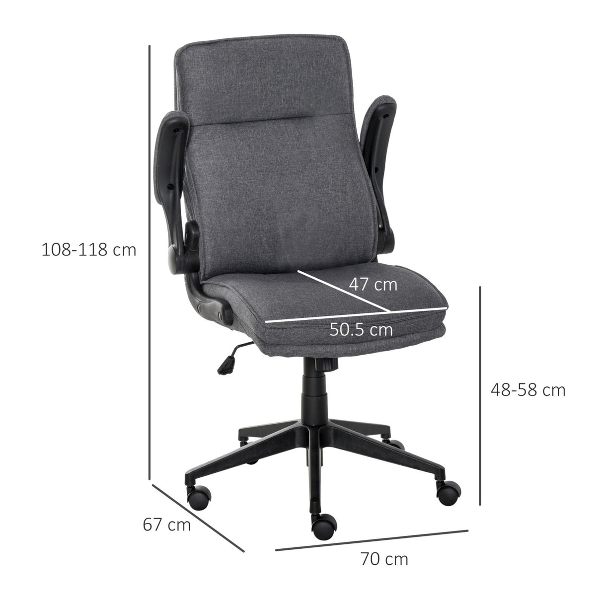 easycomfort easycomfort poltrona girevole ed ergonomica sedia da ufficio imbottita e regolabile con braccioli in lino grigio 67x70x108 118cm ean 8055776912172