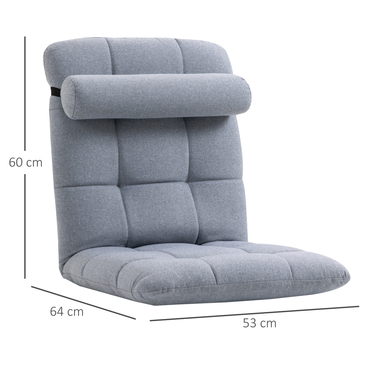 easycomfort easycomfort poltrona letto singolo con altezza regolabile in 5 livelli e cuscino rimovibile 53x64x60 cm grigio