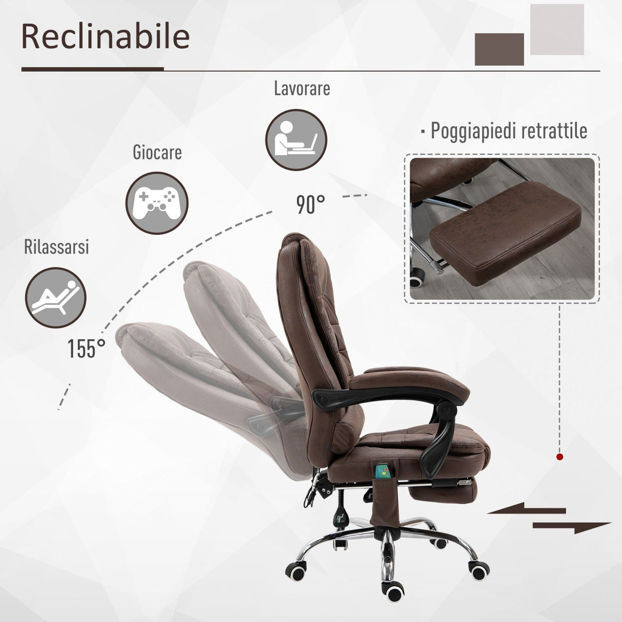 easycomfort easycomfort poltrona massaggiante da ufficio e casa con 6 punti di massaggio marrone ean 8055776912714