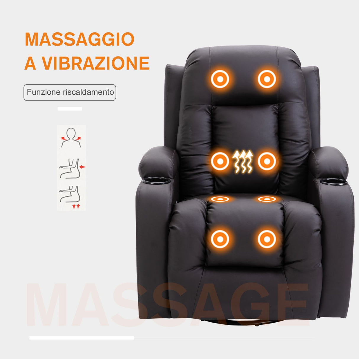 easycomfort easycomfort poltrona massaggiante reclinabile riscaldante in similpelle con telecomando marrone ean 8055776914213
