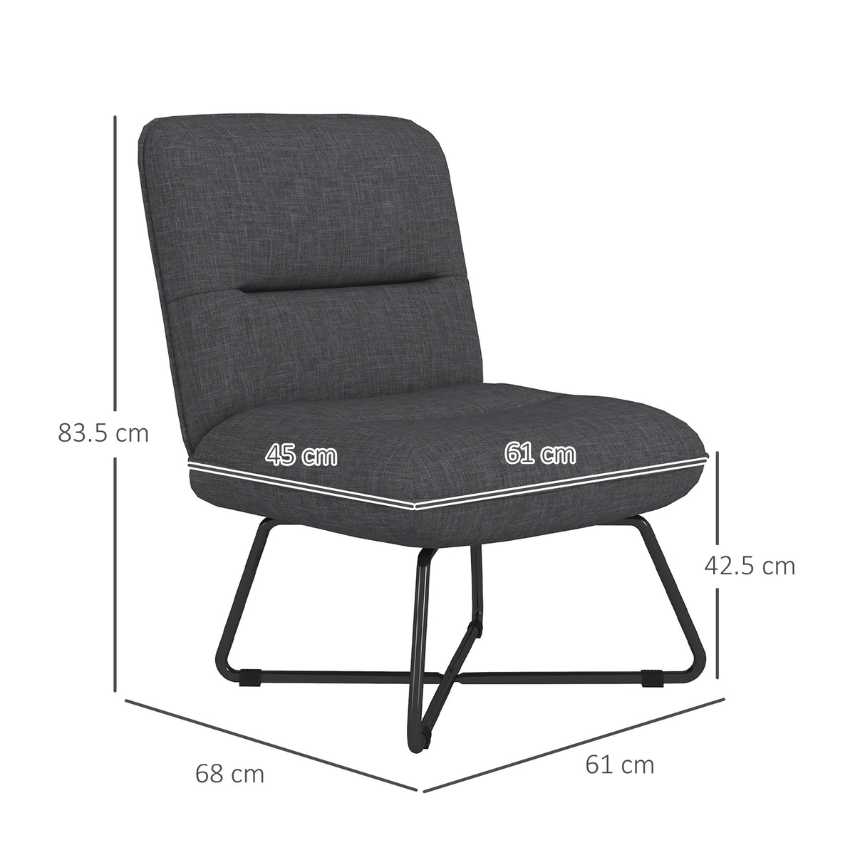 easycomfort easycomfort poltrona moderna con base in acciaio e rivestimento in tessuto 61x68x83 5cm grigio scuro