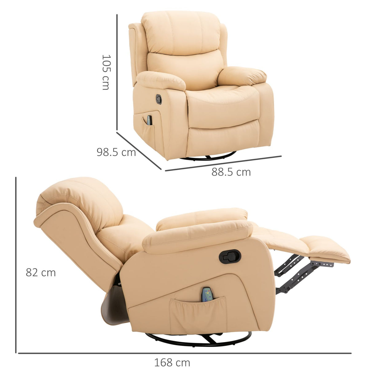 easycomfort easycomfort poltrona relax con 8 punti massaggianti e riscaldamento reclinabile ecopelle 88 5 x 98 5 x 105cmcm beige ean 8055776915883