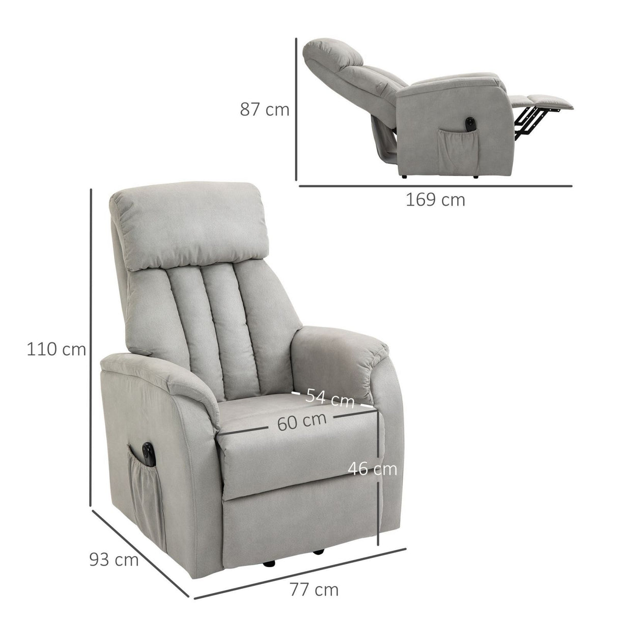 easycomfort easycomfort poltrona relax elettrica alzapersona con telecomando reclinabile 150 in tessuto grigio