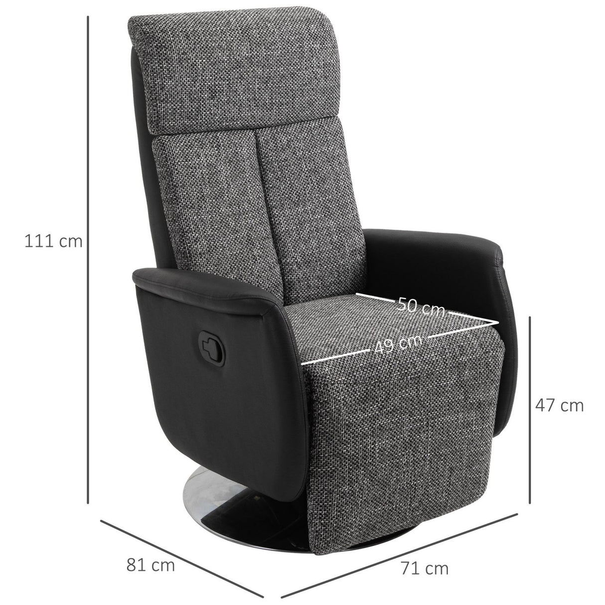 easycomfort easycomfort poltrona relax manuale con schienale reclinabile lino grigio e similpelle nera ean 8055776916682