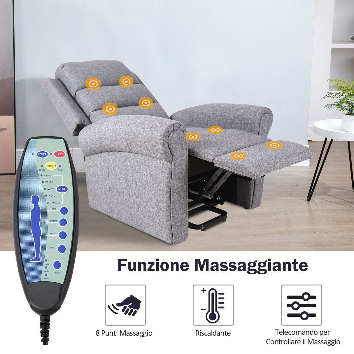 easycomfort easycomfort poltrona relax massaggiante riscaldante con sistema alzapersona grigio ean 8054144134888