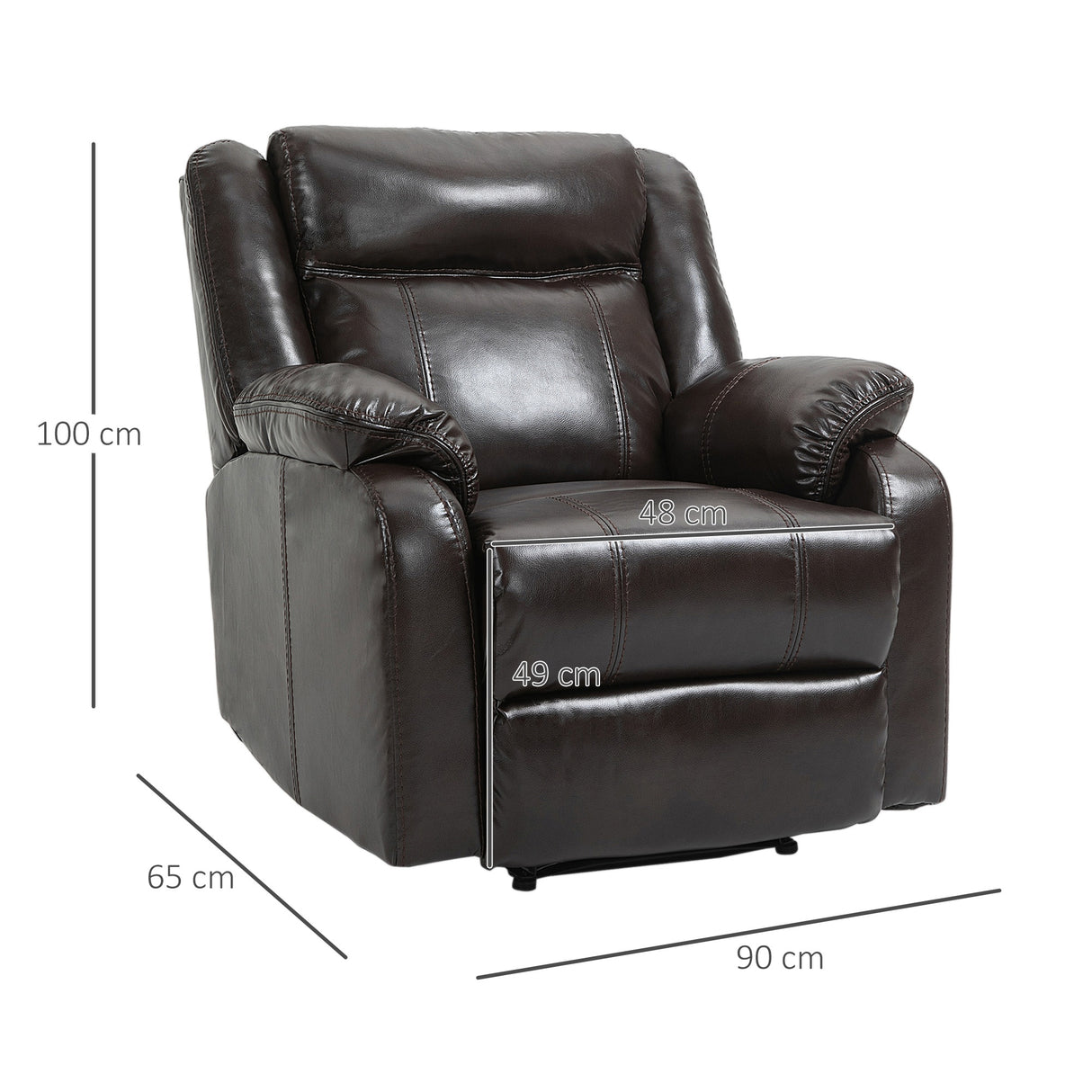 easycomfort easycomfort poltrona relax reclinabile con poggiapiedi in similpelle pu marrone