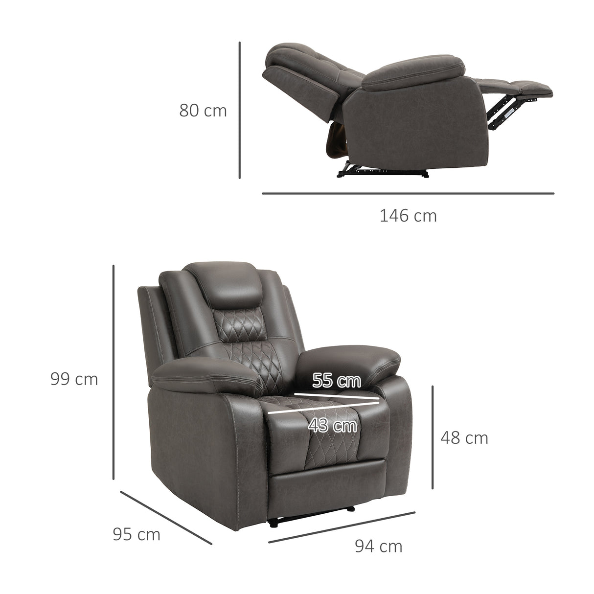 easycomfort easycomfort poltrona relax reclinabile con poggiapiedi seduta ergonomica e imbottitura extra marrone