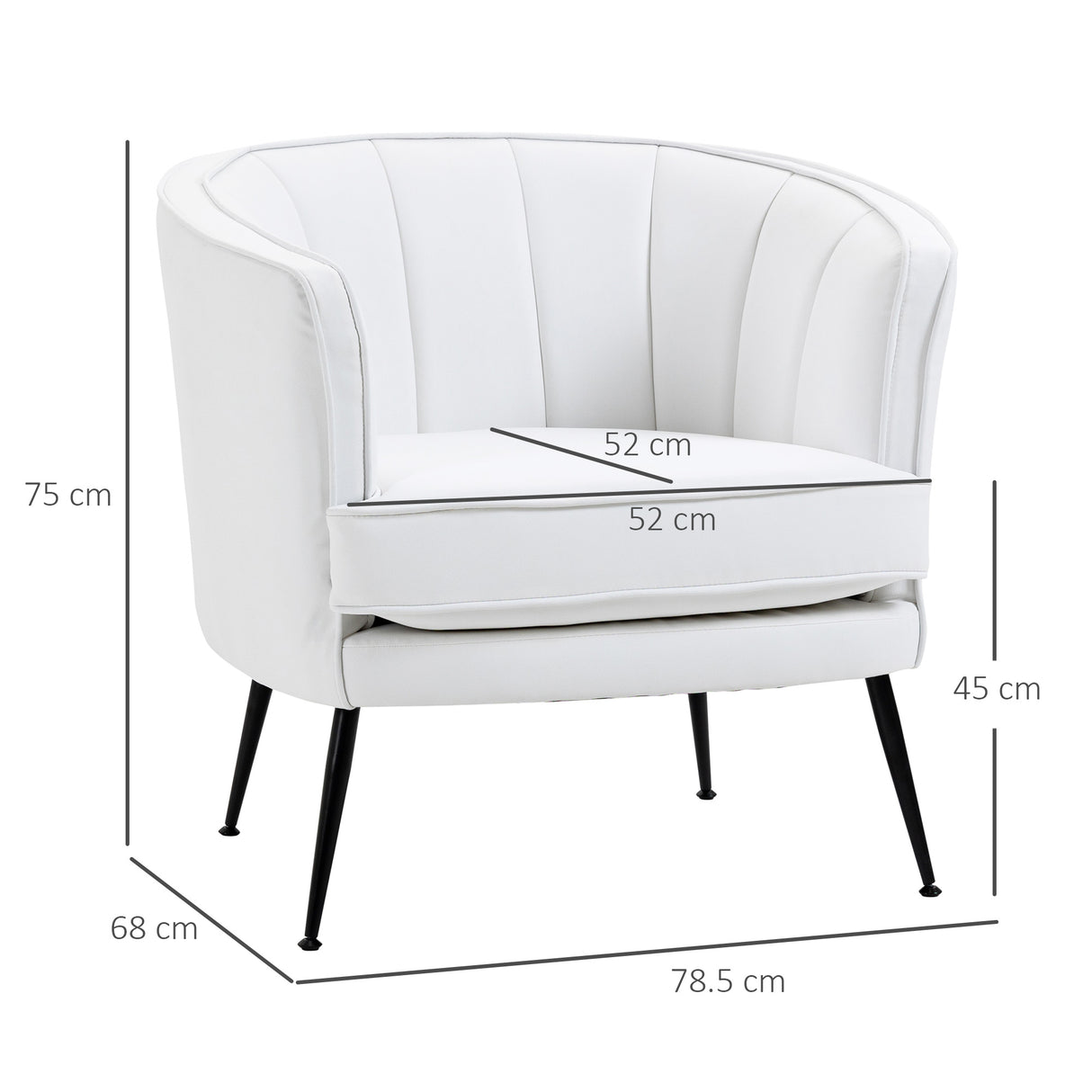 easycomfort easycomfort poltroncina da camera imbottita con rivestimento in finta pelle e gambe in acciaio bianco