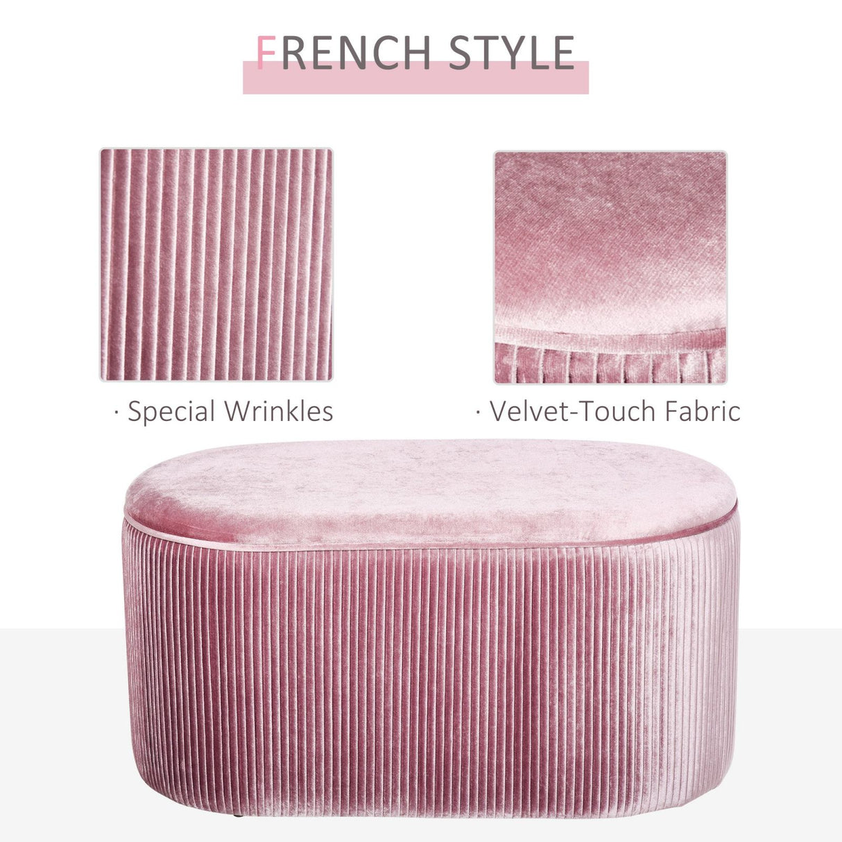 easycomfort easycomfort pouf contenitore in velluto imbottito per camera da letto e ingresso rosa ean 8054144133614