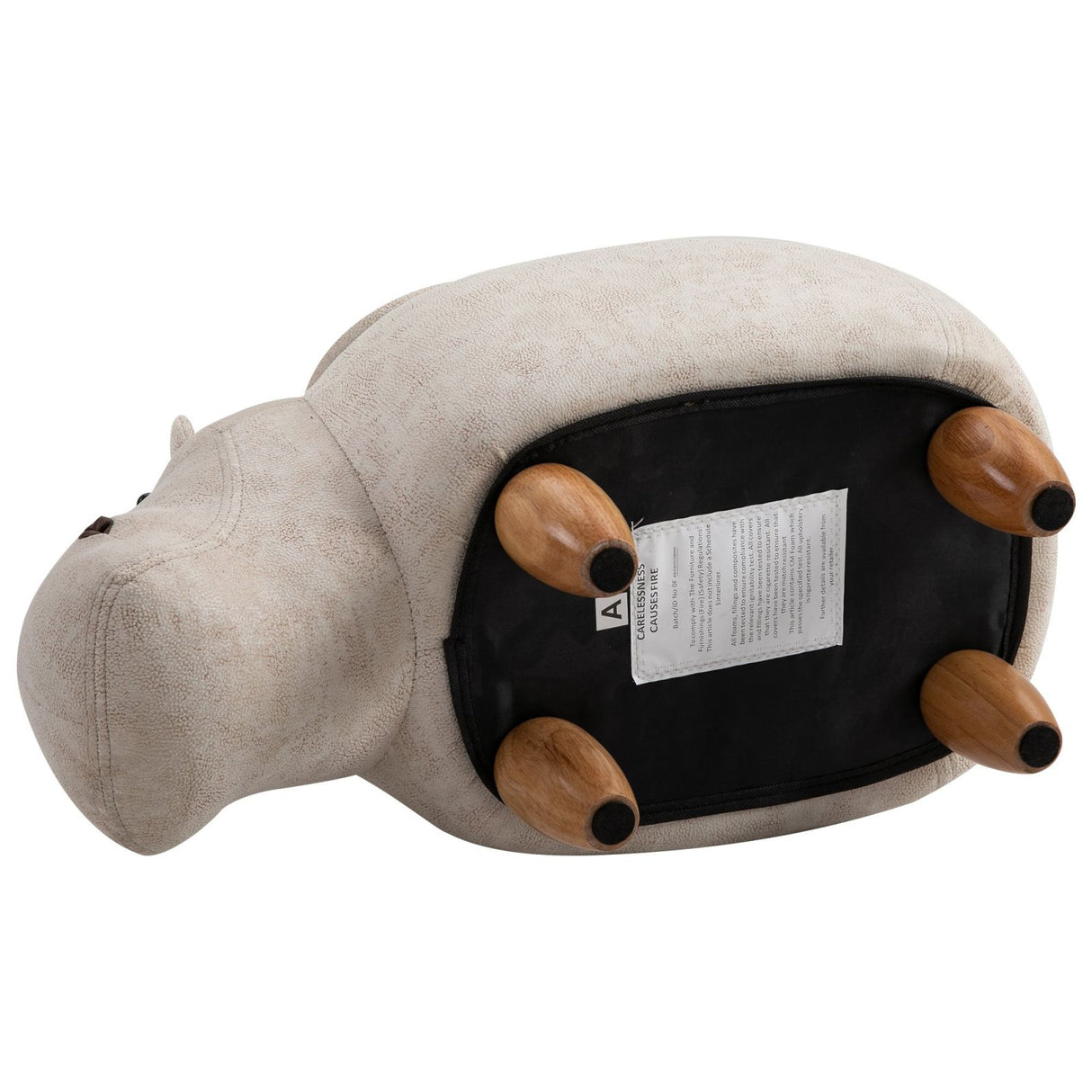 easycomfort easycomfort pouf contenitore poggiapiedi in tessuto ippopotamo beige ean 8054144138244