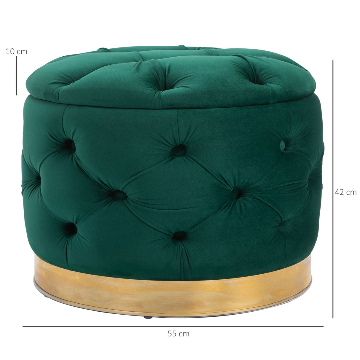 easycomfort easycomfort pouf rotondo con vano contenitore e coperchio rimovibile in velluto verde con effetto trapuntato e base oro ean 8055776912394