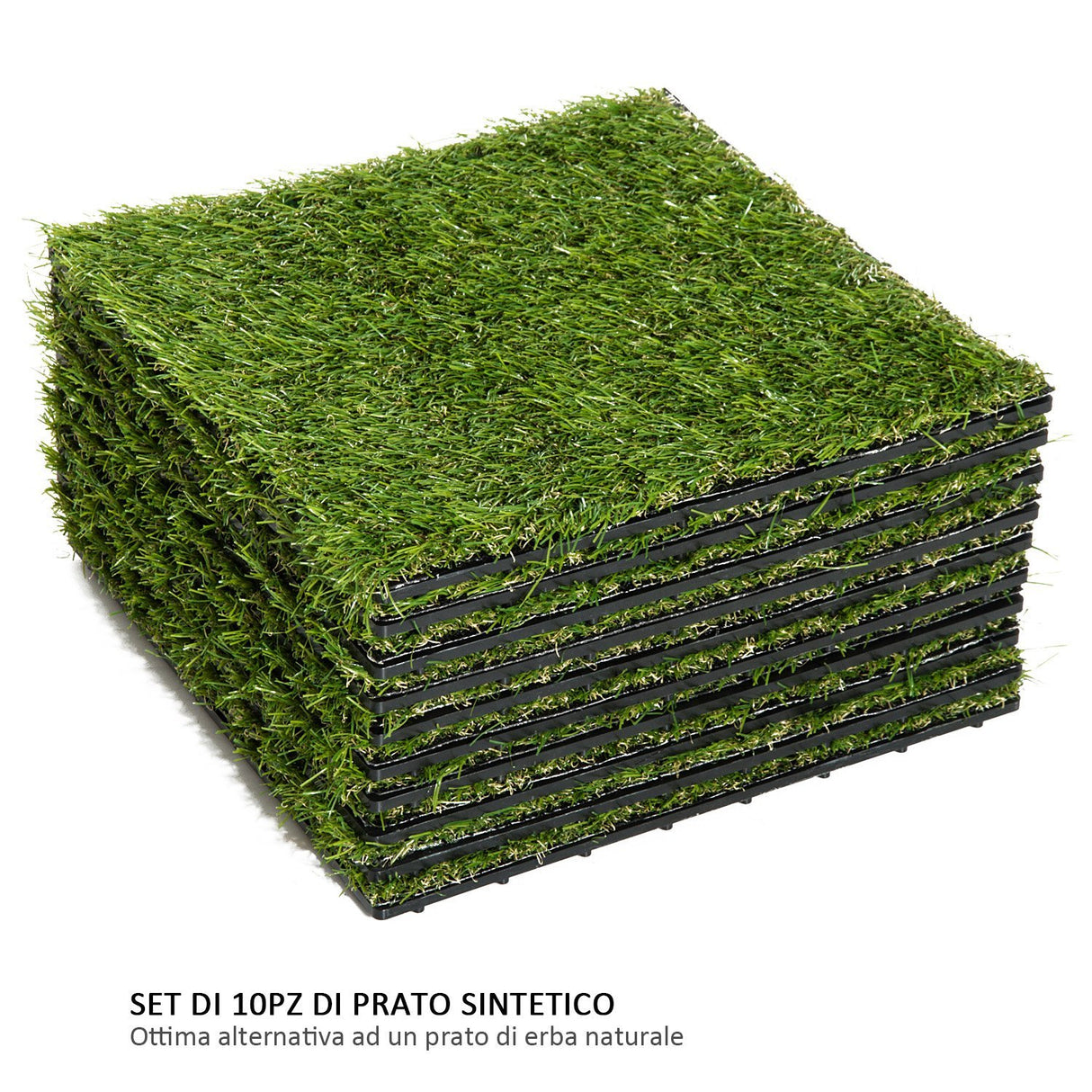 easycomfort easycomfort prato sintetico per giardino set di 10pz 30x30cm verde scuro ean 8054111844932