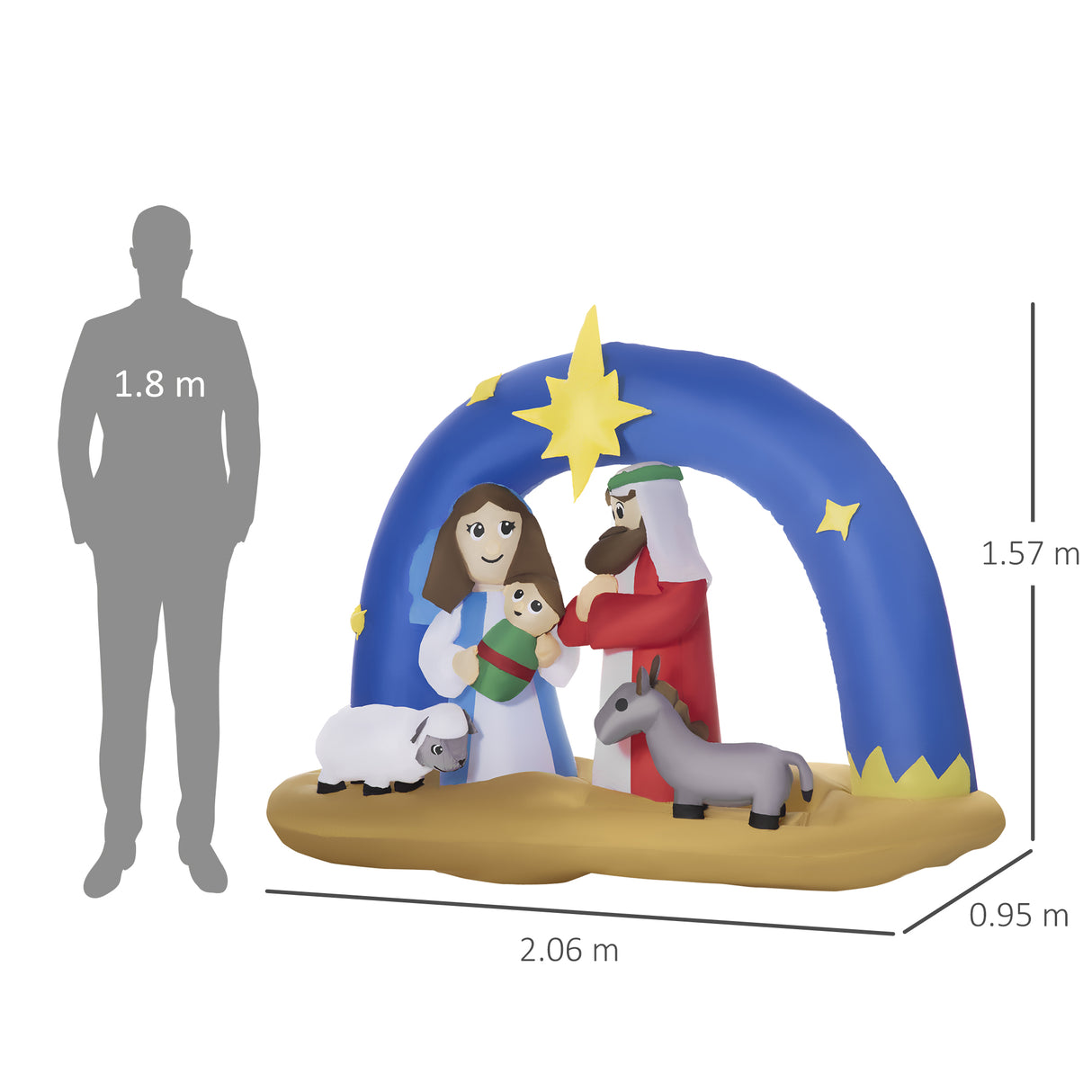 easycomfort easycomfort presepe di natale gonfiabile con 5 luci led integrate e gonfiatore incluso 206x95x157cm