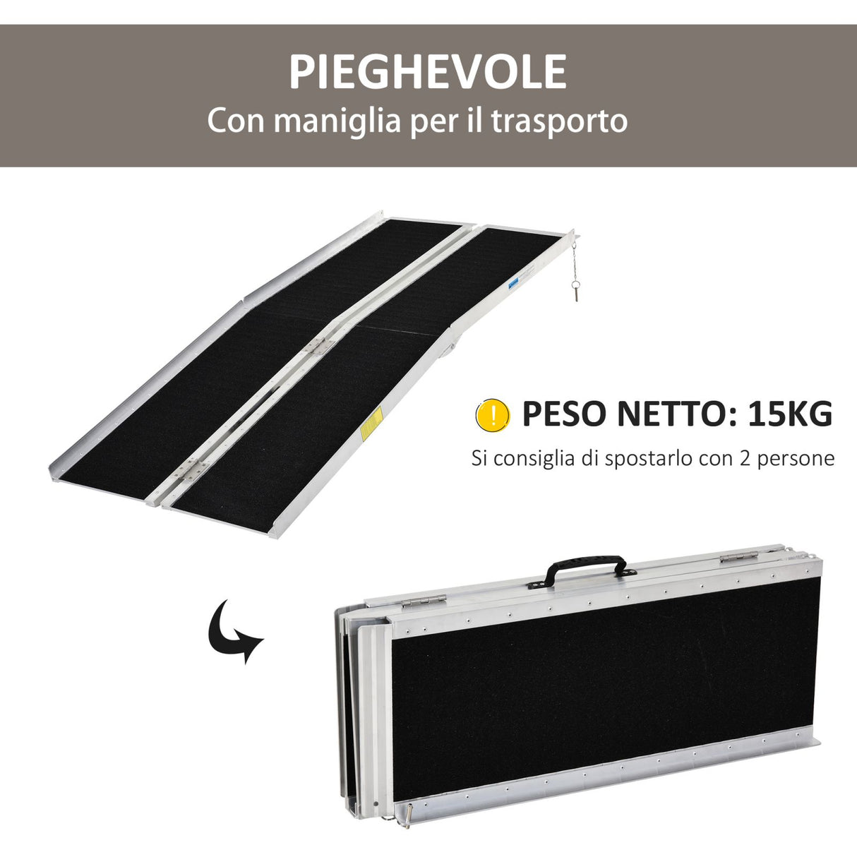 easycomfort easycomfort rampa antiscivolo per sedia a rotelle pieghevole in alluminio 183x72cm ean 8055776914428