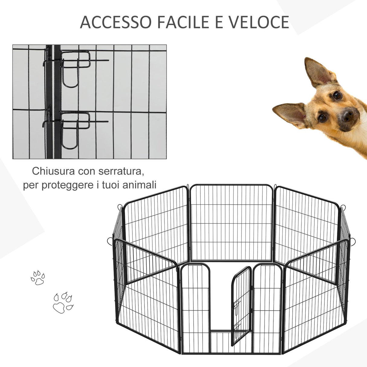 easycomfort easycomfort recinto recinzione per animali cuccioli cani 8pz 80x80cm nero ean 8054144134345