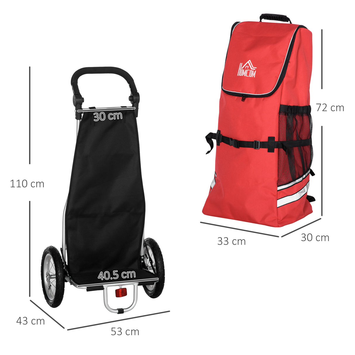 easycomfort easycomfort rimorchio bici 2 in 1 pieghevole e portatile con borsa da trasporto in tessuto oxford 53x43x110 cm