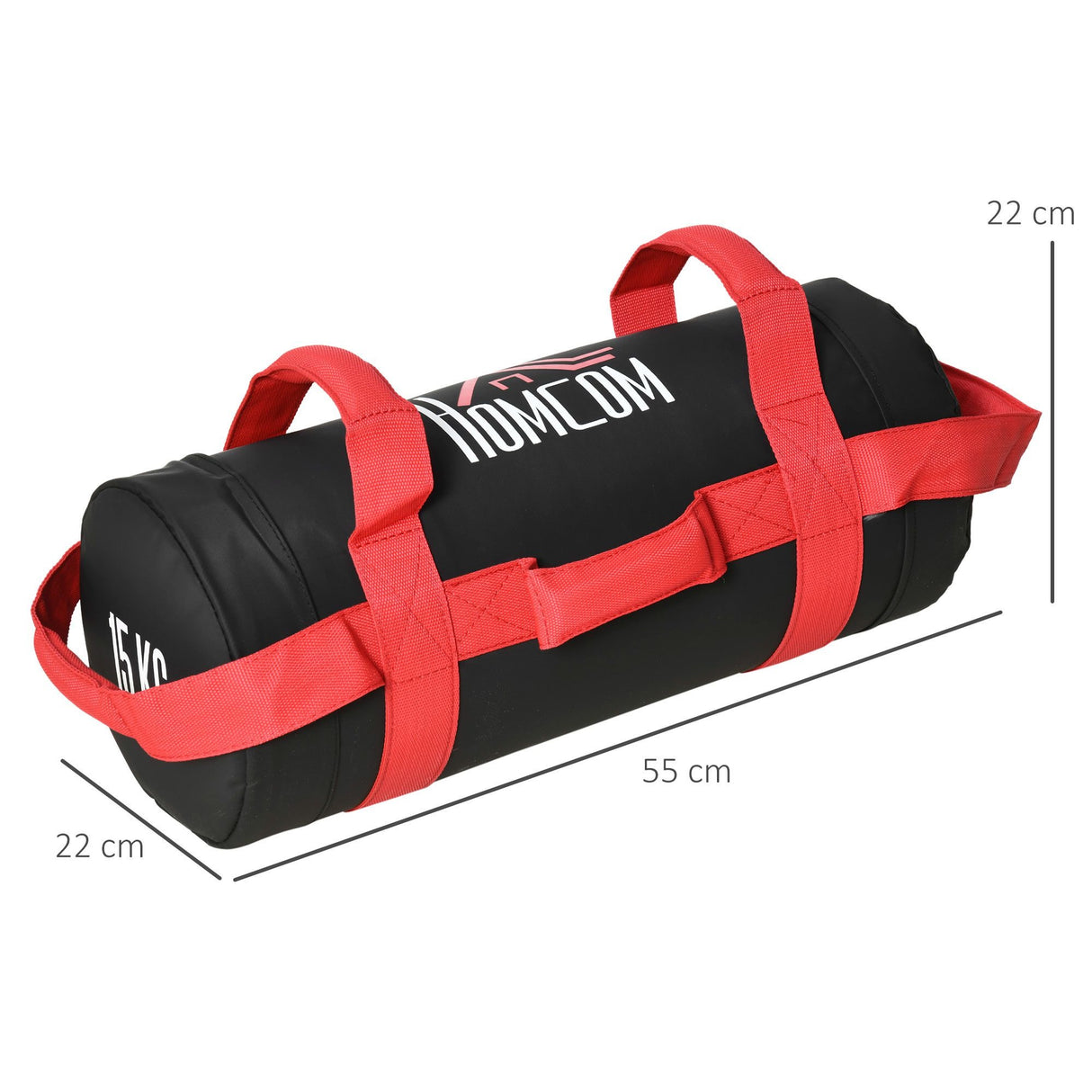 easycomfort easycomfort sacca bulgara da 15kg con 6 cinghie per allenamento fitness in casa ufficio e palestra 22x55 cm nero e rosso