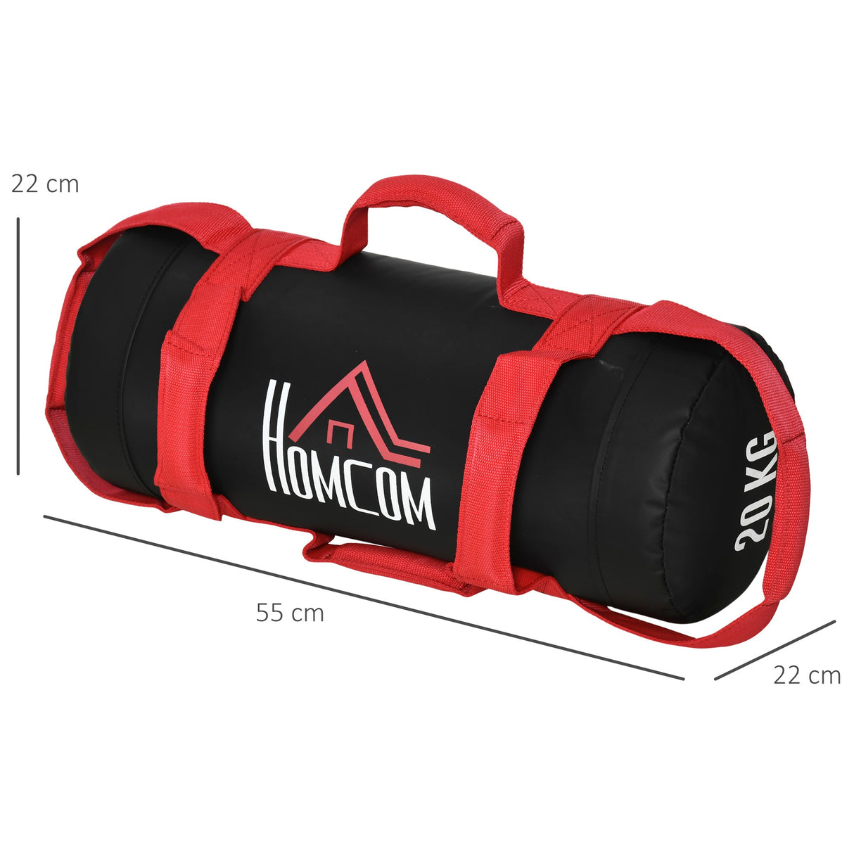 easycomfort easycomfort sacca bulgara da 20kg con 6 cinghie per allenamento fitness in casa ufficio e palestra 22x55 cm nero e rosso