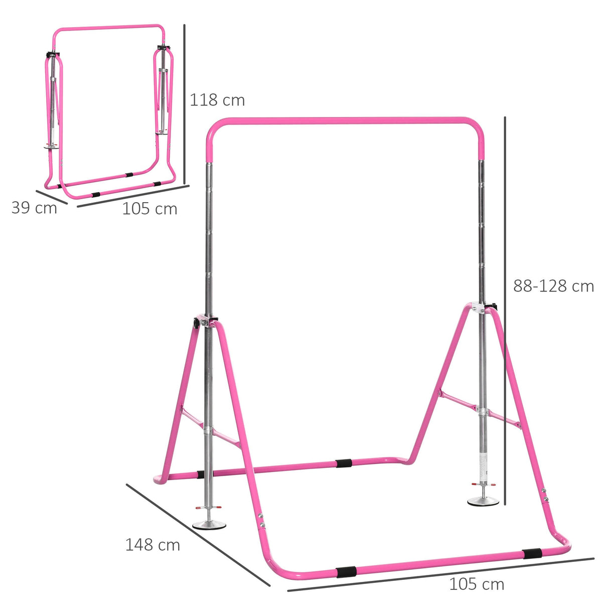 easycomfort easycomfort sbarra per trazioni per bambini 3 8 anni 4 altezze regolabili e struttura in acciaio 148x105x88 128 cm rosa