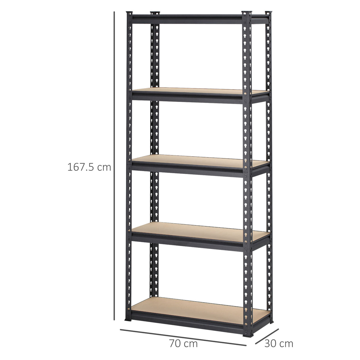 easycomfort easycomfort scaffalatura industriale a 5 livelli in mdf e acciaio con ripiani aperti e regolabili 70x30x167 5 cm