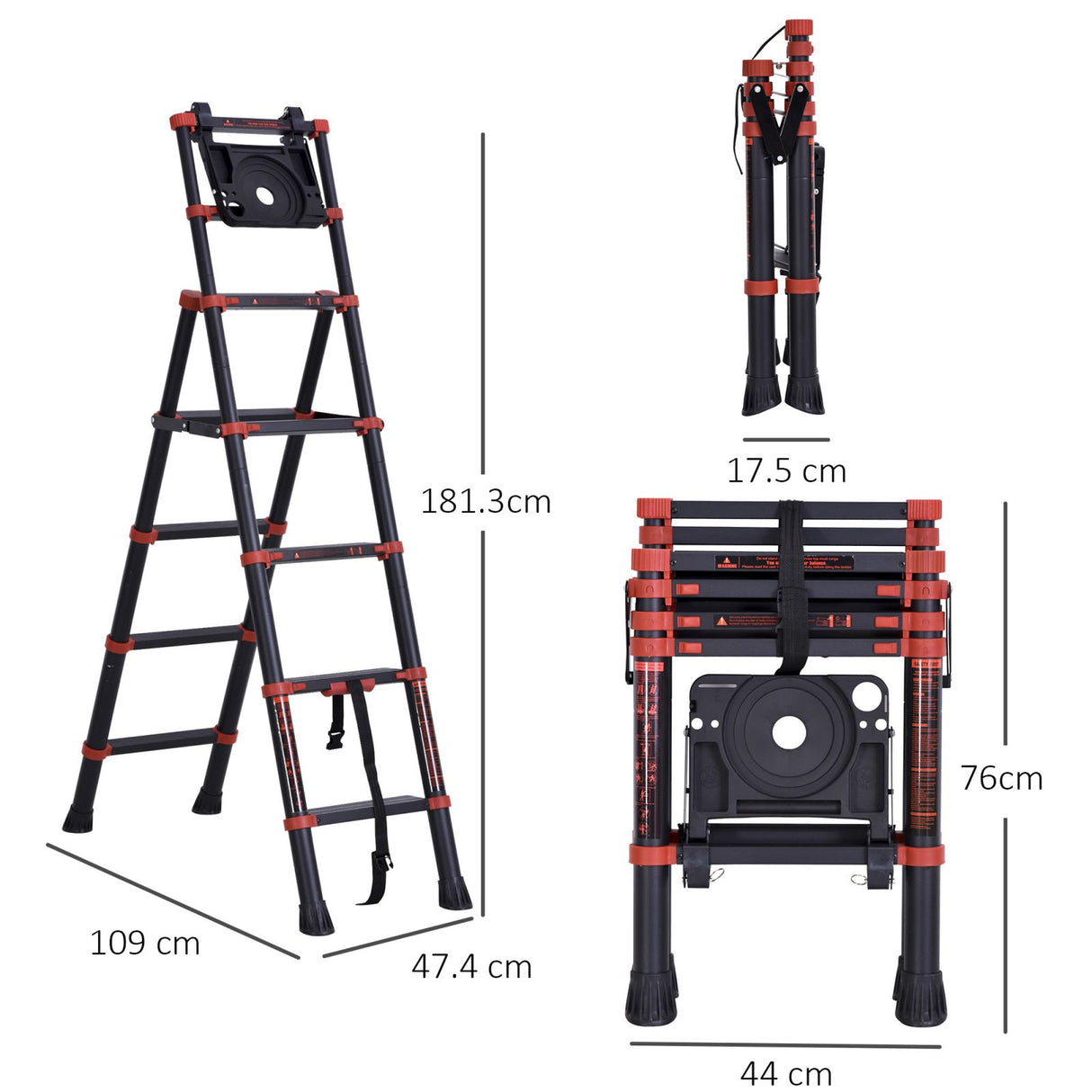 easycomfort easycomfort scala in alluminio con scaletta doppia vassoio pieghevole salvaspazio ean 8054144138336